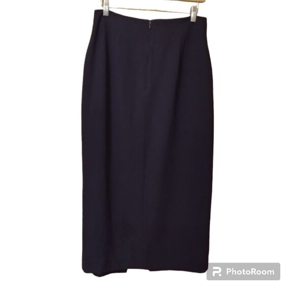 Vintage Rena Rowan for Saville Long Dk Gray Pencil Skirt w/ Front Slit Sz 10 - Picture 3 of 5